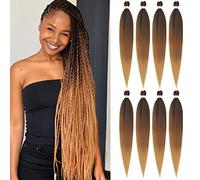 Beyond Beauty 8 Packs Black Pre Stretched Braiding Hair Synthetic Yaki EZ Braiding Coi Leray Braids Knotless Braiding Hair Extensions Pre Stretched Hot Water Setting Crochet Braids 42Inch(1B-30-27)