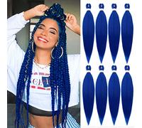 Beyond Beauty 8 Packs Pre Stretched Braiding Hair Synthetic Yaki EZ Braiding Coi Leray Braids Knotless Braiding Hair Extensions Pre Stretched Hot Water Setting Crochet Braids 26Inch(Blue)