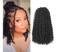 Beyond Beauty Passion Crochet Hair - 12Inch Natural Black Short Passion Twist - 6Packs Pre-looped Crochet Braids for Butterfly Locs Long Spring Twist Hair Extensions