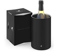Beyond Bottle Cooler for Wine, Champagne and Sparkling Wine Bottles, Double-Walled Stainless Steel and Black, 1 Litre, Silver and Black