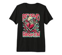 Beyond Broken Heart Red Flowers A Skeleton Emotional Embrace Premium T-Shirt