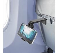 Beyond Cell Travel Accessories, Universal Seat Back Tray Table Phone Clip Holder, Adjustable Pocket Size Hands Free Phone Holder Airplane Travel Essentials Compatible with iPhone and Android