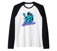 Beyond Cyberspace - Astronaut & Skull Sci-Fi Cyberpunk Raglan Baseball Tee