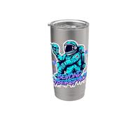 Beyond Cyberspace - Astronaut & Skull Sci-Fi Cyberpunk Stainless Steel Insulated Tumbler