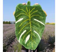 Beyond Deco Hand Tufted Green Monstera Leaf Rug 35x23, Palm Leaf Shape Fluffy Nursery Designer Cool Area Rugs, Plush Fun Home Decor Machine Washable Carpet Mat