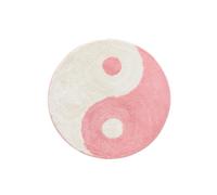 Beyond Deco Pink Yin Yang Rug 35 inches, Handmade Tufted Cool Round Area Rugs for Living Room, Bedroom, Kitchen, Circular Floor Graphical Rug, Non Slip Bath Mat (Pink-White)
