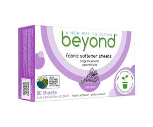 Beyond Fabric Softener Sheets (80 sheets) - Lavender Scent - Eco-Friendly Plant-Based Dryer Sheets. Removes Static Cling. Recyclable Packaging.