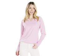 BEYOND FASHION 100% Pure Cashmere Sweater Solid Color V Neck Drop Shoulder Pullover for Women - pink - X-Large