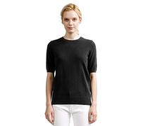 BEYOND FASHION Women's 100% Pure Cashmere T Shirt Crew Neck Short Sleeve Pullover Heavenly Soft, Black, Large