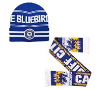 Beyond Happy Cardiff Football Bronx Hat & Scarf Set - Unisex Winter Beanie with Embroidered Club Patch (Hat and Scarf)