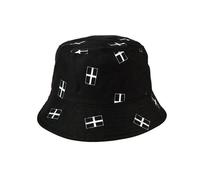 Beyond Happy Cornwall Bucket Hat - Traditional Cornish Saint Piran's Flag Black Sun Hat - Cornish Rave and Festival Hat (70% Cotton, 30% Polyester Unisex)