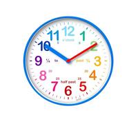 Beyond Happy Educational Kids Wall Clock - Colourful Silent Clock For Playroom and Bedroom (Blue Case)