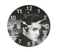 Beyond Happy Elvis Presley Retro Music Legend Portrait Glass Clock (30cm Diameter), Wall Clock