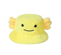 Beyond Happy Fluffy Axolotl Bucket Hat - Soft, Plush, Novelty Hat Available in Yellow Green Pink Blue and White - Unisex, One Size (Yellow)