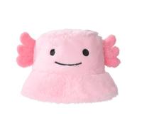 Beyond Happy Fluffy Axolotl Bucket Hat - Soft, Plush, Novelty Hat Available in Yellow Green Pink Blue and White - Unisex, One Size (Pink)