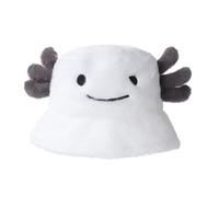 Beyond Happy Fluffy Axolotl Bucket Hat - Soft, Plush, Novelty Hat Available in Yellow Green Pink Blue and White - Unisex, One Size (White)