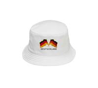 Beyond Happy Germany Bucket Hat - White 100% Cotton Heavy Duty Deutschland Flag Embroidered Unisex Adult Hat - Football & Sports Fan Sun Protection (Bucket HAT)