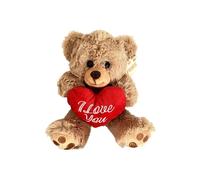 Beyond Happy 'I Love You' Cuddly Teddy Bear - 20cm Soft Plush Valentines Love Bear Holding Red Heart (Brown)