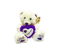 Beyond Happy 'I Love You' Cuddly Teddy Bear - 20cm Soft Plush Valentines Love Bear Holding Red Heart (Purple)