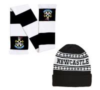 Beyond Happy Newcastle Black and White Ski Hat - Stylish Winter Beanie for Geordies - Ultimate Football Hat for Comfort and Warmth (UK, Alpha, One Size, Bronx Hat & Scarf Set)