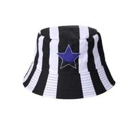 Beyond Happy Newcastle Geordie Bucket Hat - Traditional Black & White Toon Sun & Rave Bucket Hat (Unisex) (Cotton, Blue Star Stripe)
