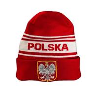 Beyond Happy Poland Red and White Crest Ski Hat - Stylish Winter Beanie for Polska Supporters - Ultimate Supporters Hat for Comfort and Warmth (UK, Alpha, One Size, Bronx Hat)
