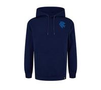 Beyond Happy Rangers Hoodie - Unisex Long Sleeved Rangers Crest Hooded Top - Gers Sweatshirt (UK, Alpha, M, Regular, Regular, Navy)