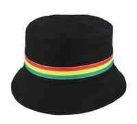 Beyond Happy Rasta Red Gold & Green Bucket Hat - Heavy Duty, Reversible, Unisex, Rastafari, Jamaica Sun Hat