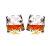 Beyond Happy Tippling Tumblers - Thick Glass, Tilting Design Whiskey, Liquor, Rum Glasses Boxed Gift Set (Heavy Duty Borosilicate Glass, Boxed Set of Two)