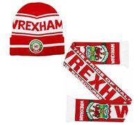Beyond Happy Wrexham Football Bronx Hat & Scarf Set - Unisex Winter Beanie with Embroidered Club Patch (Hat and Scarf)