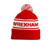 Beyond Happy Wrexham Football Fans Red and White Ski Bobble Hat - Stylish Winter Beanie for Wrexham Supporters - Ultimate Supporters Hat for Comfort and Warmth