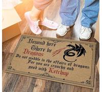 Beyond Here There Be Dragons Do Not Meddle in The Affairs of Dragons House Doormat, Gaming Doormat, Funny Doormat Funny Doormat,Housewarming Gifts Welcome Mat 18X30 Inch
