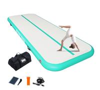 BEYOND MARINA Air Gymnastics Tumble Track 4 inches Thickness Inflatable Tumbling 10ft/13ft/16ft Air Mats for Home Use Training/Cheerleading/Yoga/Water with Electric Pump, 6.6ftx3.3ft Green