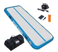 BEYOND MARINA Inflatable Gymnastics Mat, 10 cm Thick Air Tumble Track, 2m/3m/4m/5m Heavy-Duty Tumbling Mat with Electric Pump, for Home, Gym, Cheerleading, Yoga, Acrobatics, Water Fun - 4m Blue