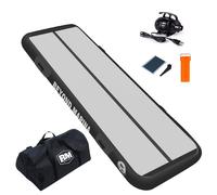BEYOND MARINA Inflatable Gymnastics Mat, 10 cm Thick Air Tumble Track, 2m/3m/4m/5m Heavy-Duty Tumbling Mat with Electric Pump, for Home, Gym, Cheerleading, Yoga, Acrobatics, Water Fun - 2m Black