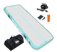 BEYOND MARINA Inflatable Gymnastics Mat, 10 cm Thick Air Tumble Track, 2m/3m/4m/5m Heavy-Duty Tumbling Mat with Electric Pump, for Home, Gym, Cheerleading, Yoga, Acrobatics, Water Fun - 3m Green