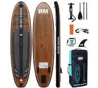 BEYOND MARINA Inflatable Paddle Board Stand Up Paddle Board, 10'6"x32"x6" Featherlight Sup Board for Youth & Adult | Premium Double Action Pump, Backpack, Fiberglass Paddle, Leash, Wood