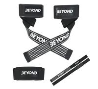 Beyond Shakers Lifting Straps for Weightlifting Deadlifts Bodybuilding Heavy Wrist Support with Gel Grips Neoprene Cotton in Black
