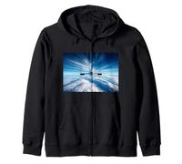 Beyond the Horizon: Jetplane from Behind Zip Hoodie