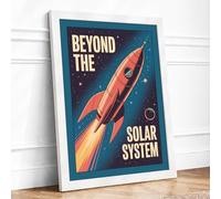 Beyond the Solar System Retro Framed Wall Art Print A1 White Frame