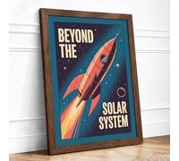 Beyond the Solar System Retro Framed Wall Art Print A3 Walnut