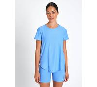 Beyond Yoga Women's Featherweight On The Down Low Tee - Flower Blue Heather - Size: Large