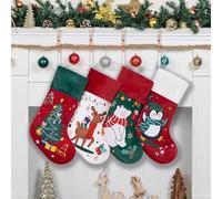 Beyond Your Thoughts Christmas Stockings, 20 inch Soft Velvet Large Xmas Stocking for Family Traditional Hanging Ornament Fireplace Christmas Decorations, Red Green White, 4 Pack