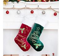 Beyond Your Thoughts Christmas Stockings, Soft Velvet Large Xmas Stocking for Family Traditional Hanging Ornament Fireplace Christmas Decorations, Multi Flannel, 2 Pack