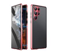 Beyonddraw Magnetic Tempered Glass Double-Sided Phone Case for Samsung, Beyond Draw Phone Case, Anti-Peep Full-Cover Magnetic Metal Protective Cover for Samsung S21-25 Series (S23FE,Red)