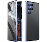 Beyonddraw Magnetic Tempered Glass Double-Sided Phone Case for Samsung, Beyond Draw Phone Case, Anti-Peep Full-Cover Magnetic Protective Cover for Samsung S21-25 Series (Blue,S22Ultra)