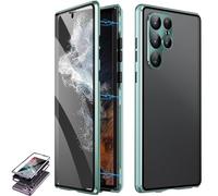Beyonddraw Magnetic Tempered Glass Double-Sided Phone Case for Samsung, Beyond Draw Phone Case, Anti Peeping Magnetic Case, for Samsung S21-25 Series (S23Ultra,Green-2pcs)