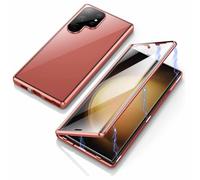 Beyonddraw Magnetic Tempered Glass Double-Sided Phone Case for Samsung, Privacy Magnetic Case, Double Sided Tempered Glass Metal (Red,S24ULTRA)
