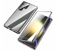 Beyonddraw Magnetic Tempered Glass Double-Sided Phone Case for Samsung, Privacy Magnetic Case, Double Sided Tempered Glass Metal (Grey,S24PLUS)