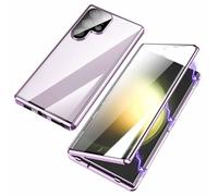 Beyonddraw Magnetic Tempered Glass Double-Sided Phone Case for Samsung, Privacy Magnetic Case, Double Sided Tempered Glass Metal (Purple,S25)